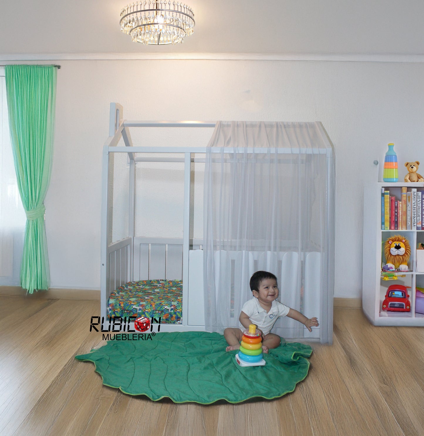Cama Montessori de madera con casita de sueños Mod. Americana plus