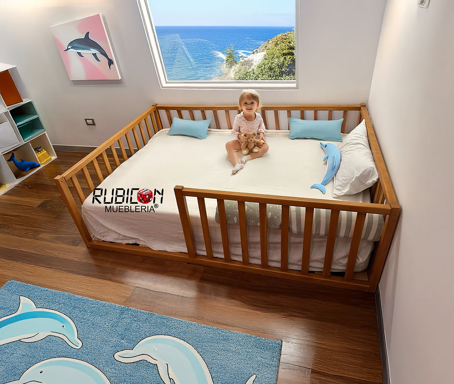 Cama Montessori de madera recámara infantil cuna mod. Argentina