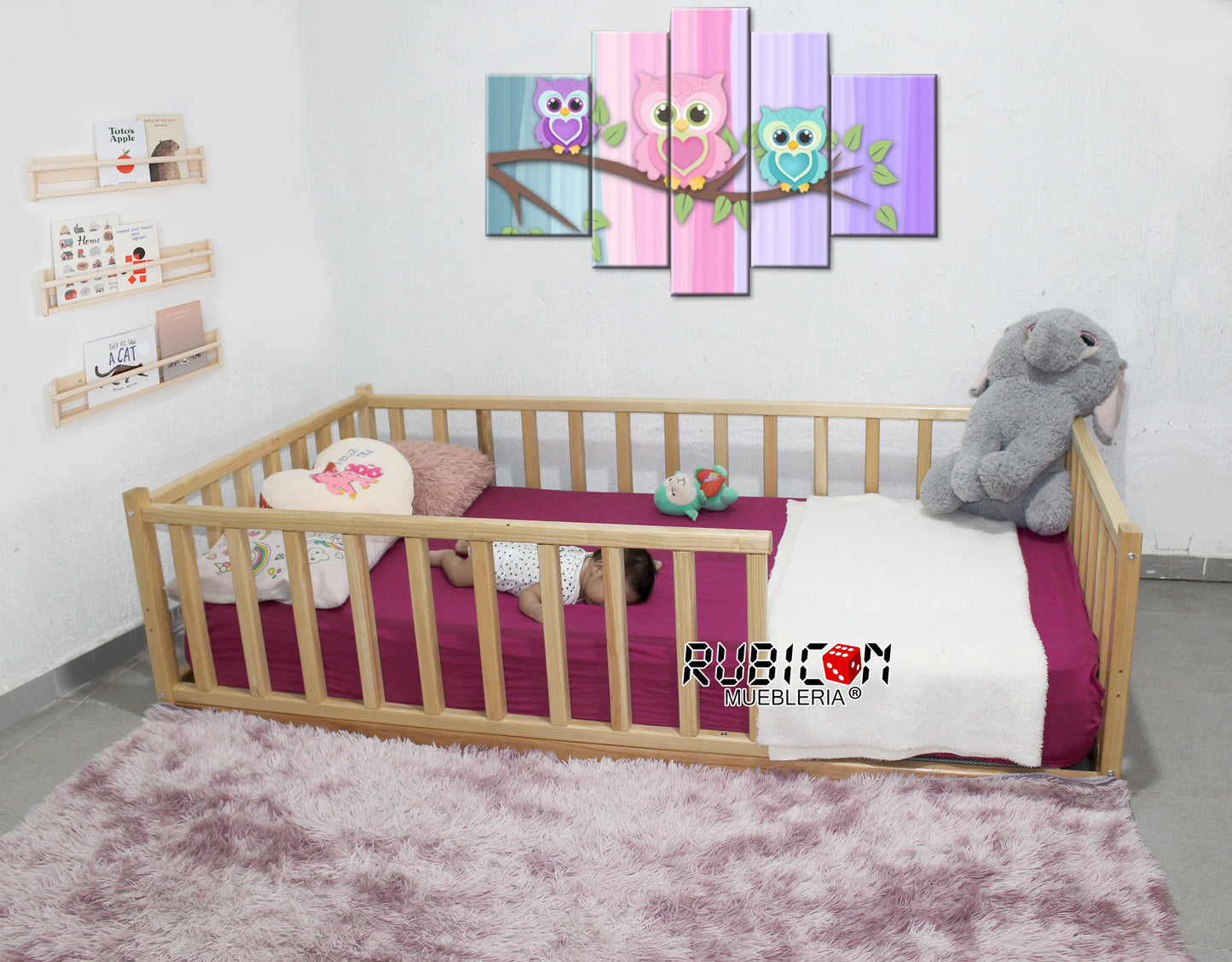 Cama Montessori de madera recámara infantil cuna mod. Argentina