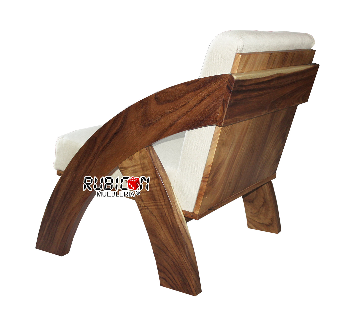 Sillón de madera de parota para sala sofá con cojines mod. Artemis