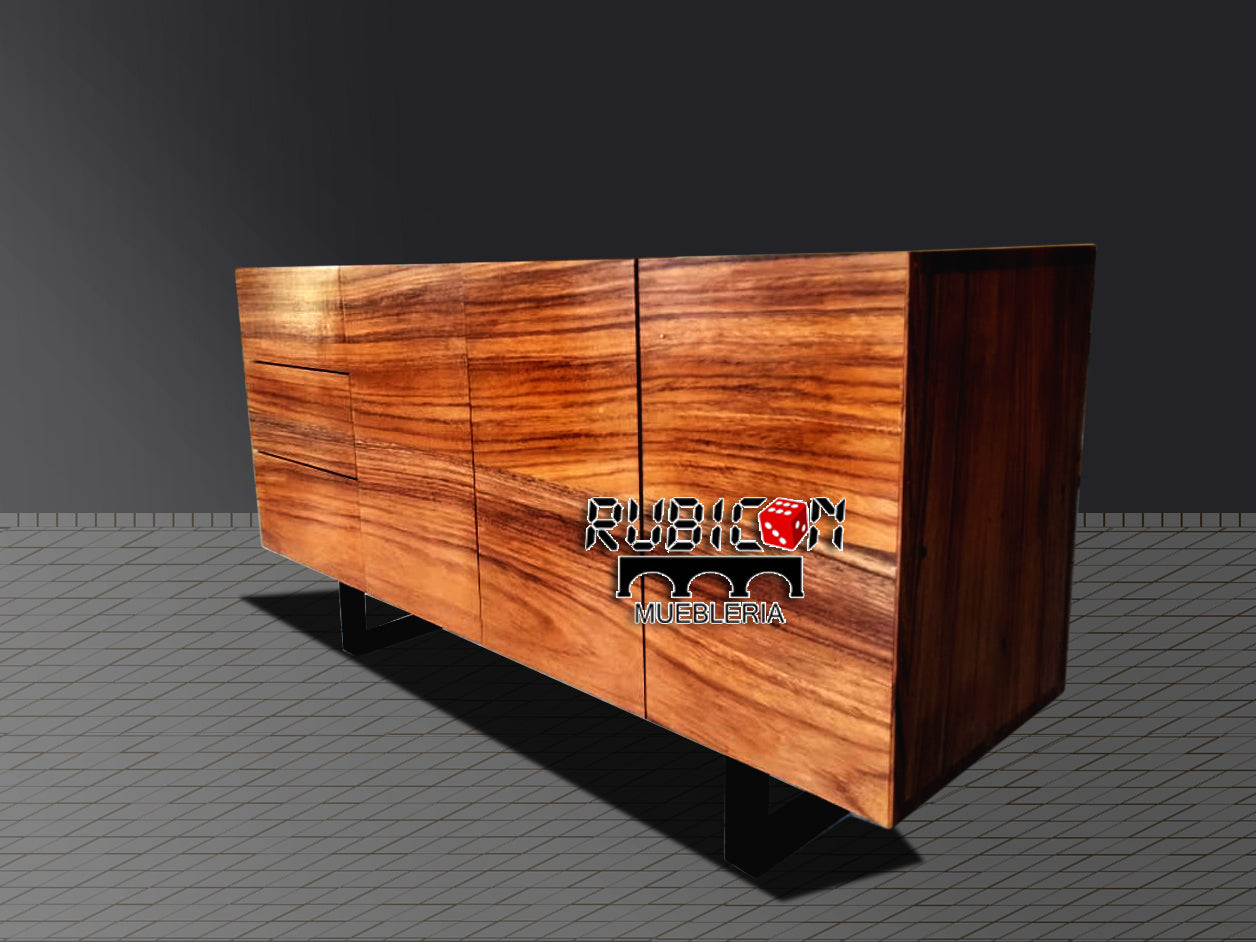 Recibidor Bufetero de madera sólida de parota mod. Dione
