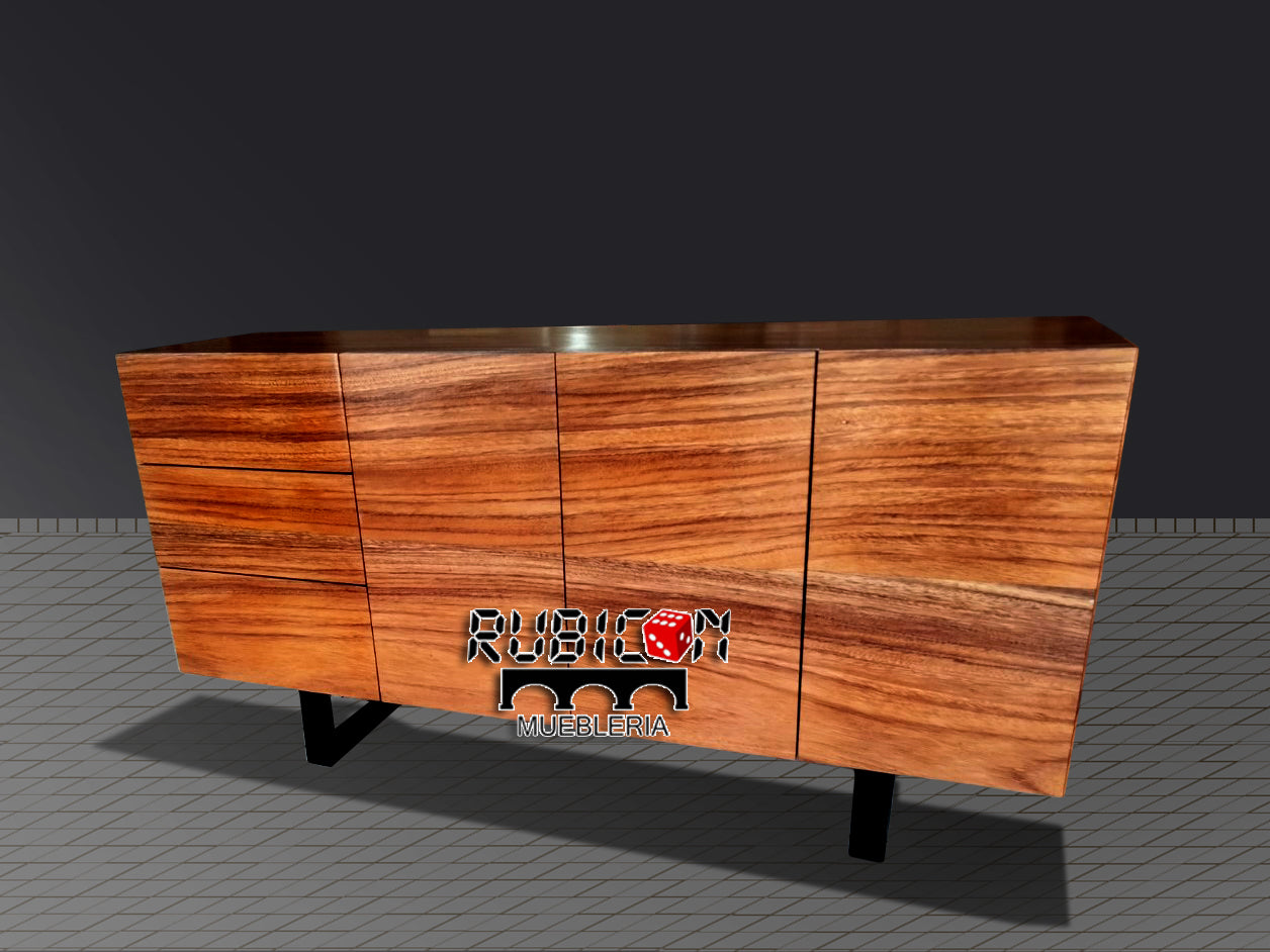 Recibidor Bufetero de madera sólida de parota mod. Dione