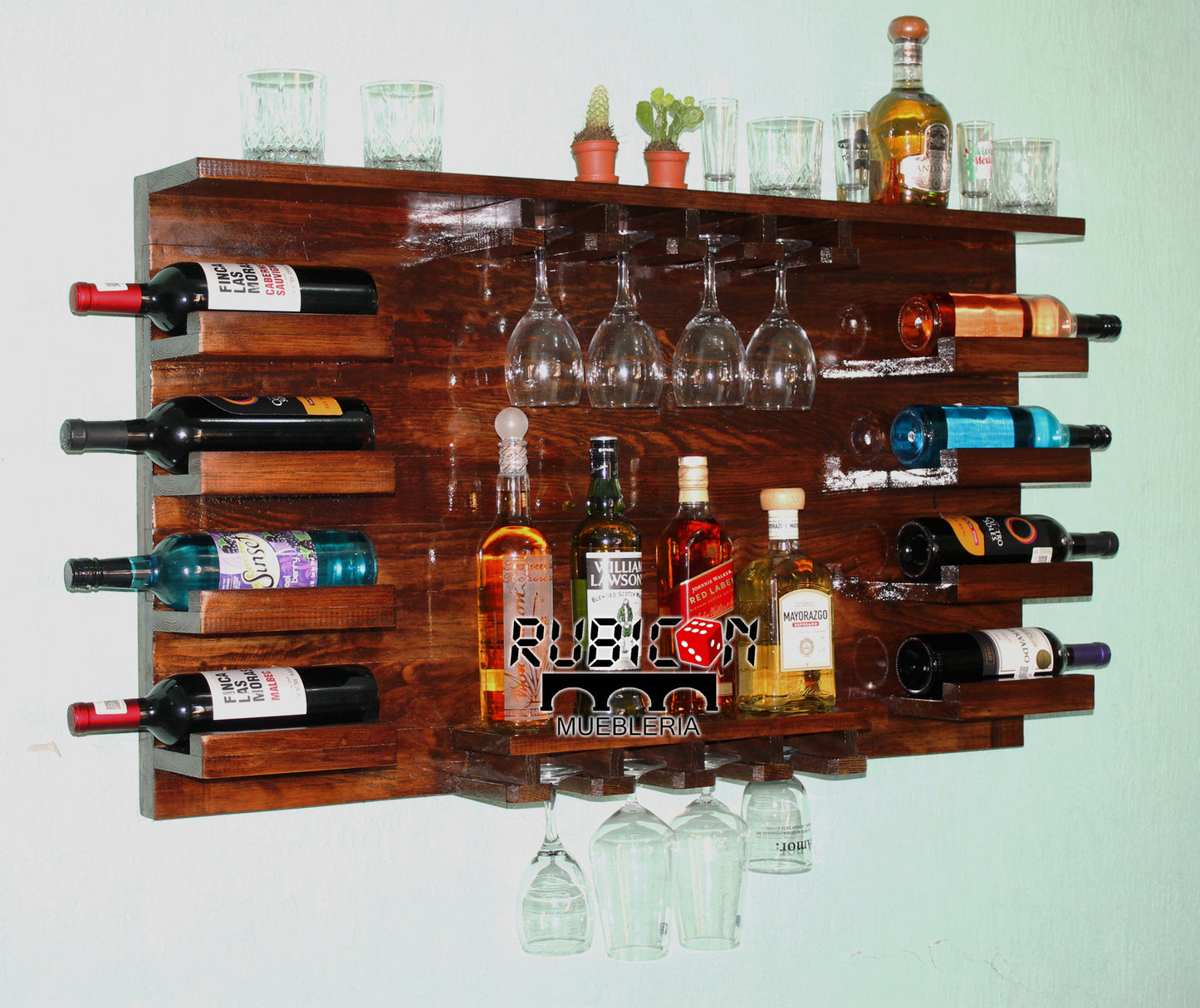 Cantina de madera cava porta botellas soporte de copas mod. SKY DUPLEX