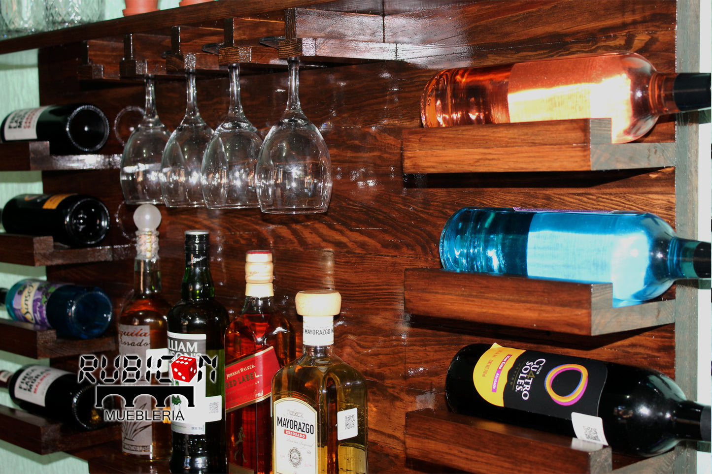 Cantina de madera cava porta botellas soporte de copas mod. SKY DUPLEX