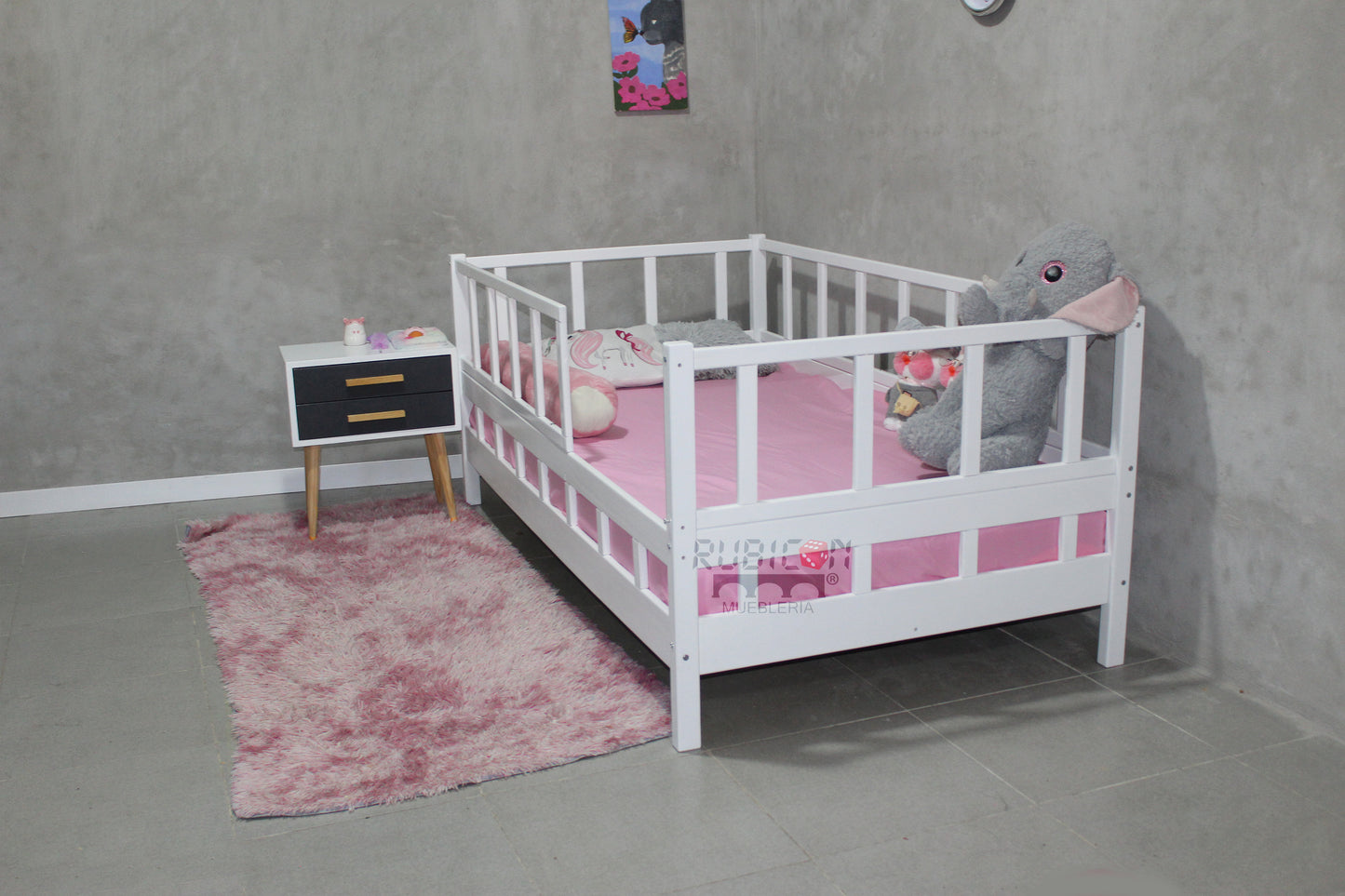Cama Montessori infantil de madera sólida recámara para niños