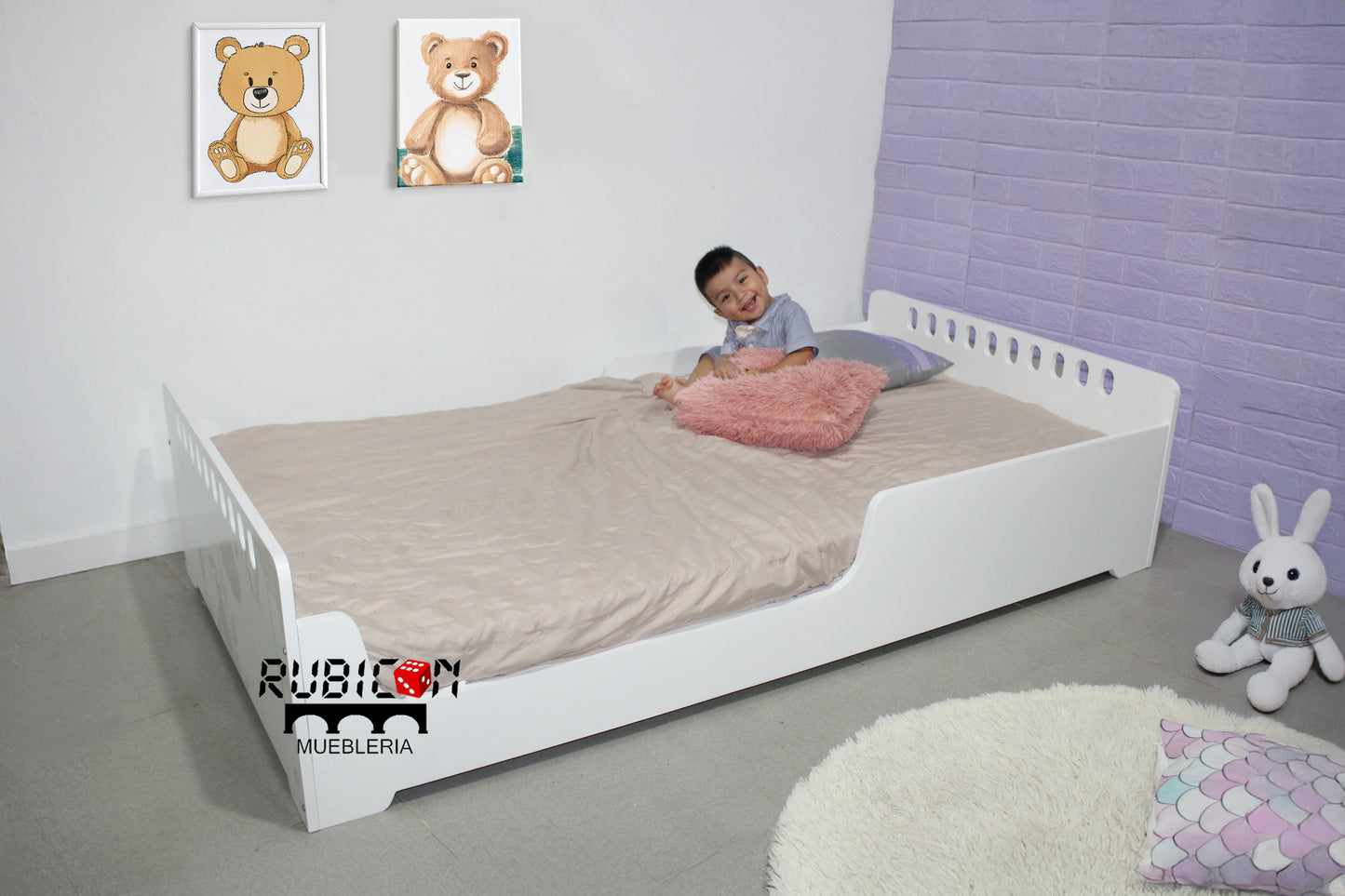 Cama Montessori De Madera De Pino recamara infantil mod. Teddy +vendida