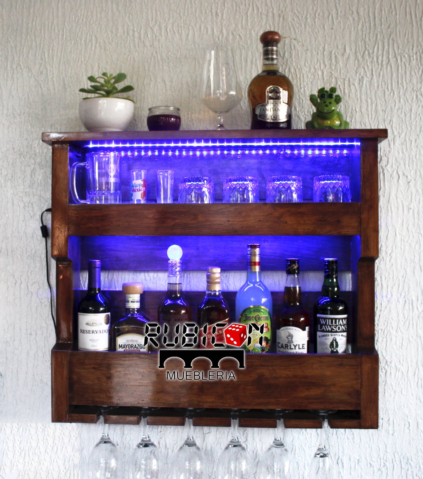 Cava flotante cantina bar con luces LEDS en madera Mod. Gastón