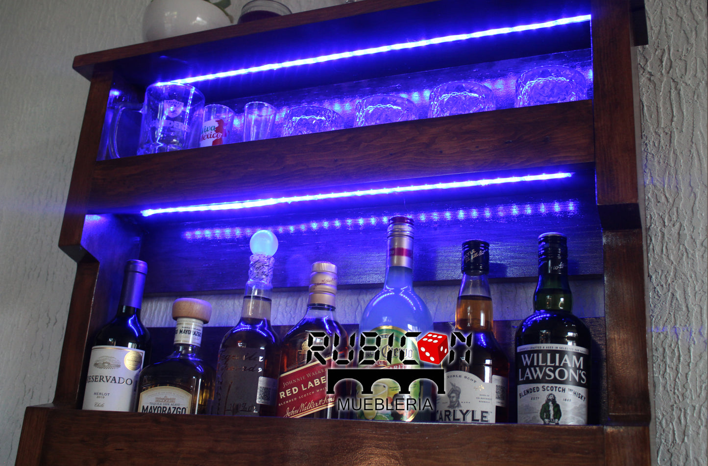 Cava flotante cantina bar con luces LEDS en madera Mod. Gastón