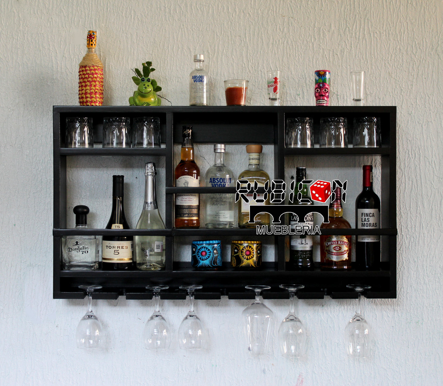 Cantina de madera cava porta botellas soporte copas mod. Minos