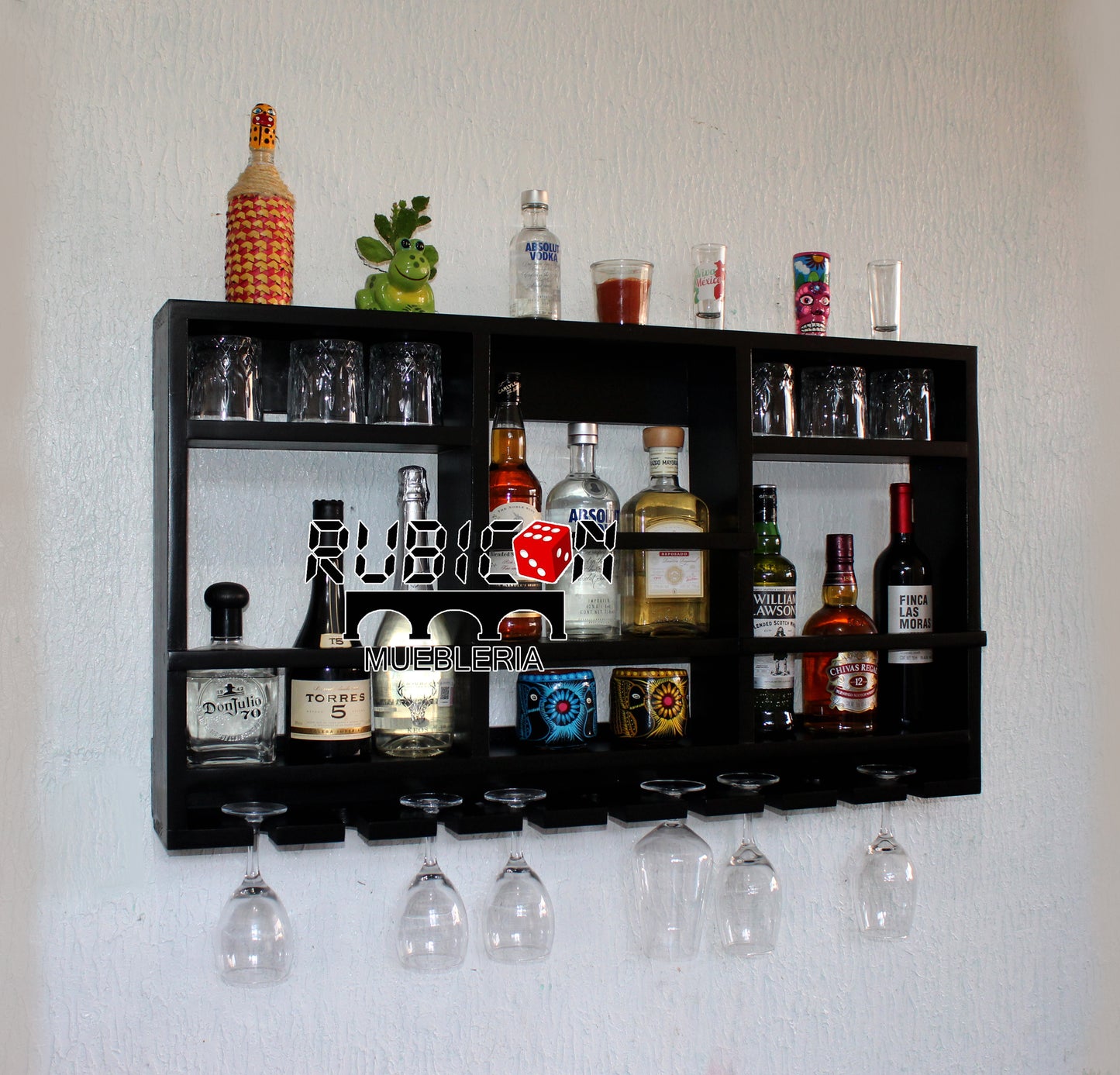 Cantina de madera cava porta botellas soporte copas mod. Minos