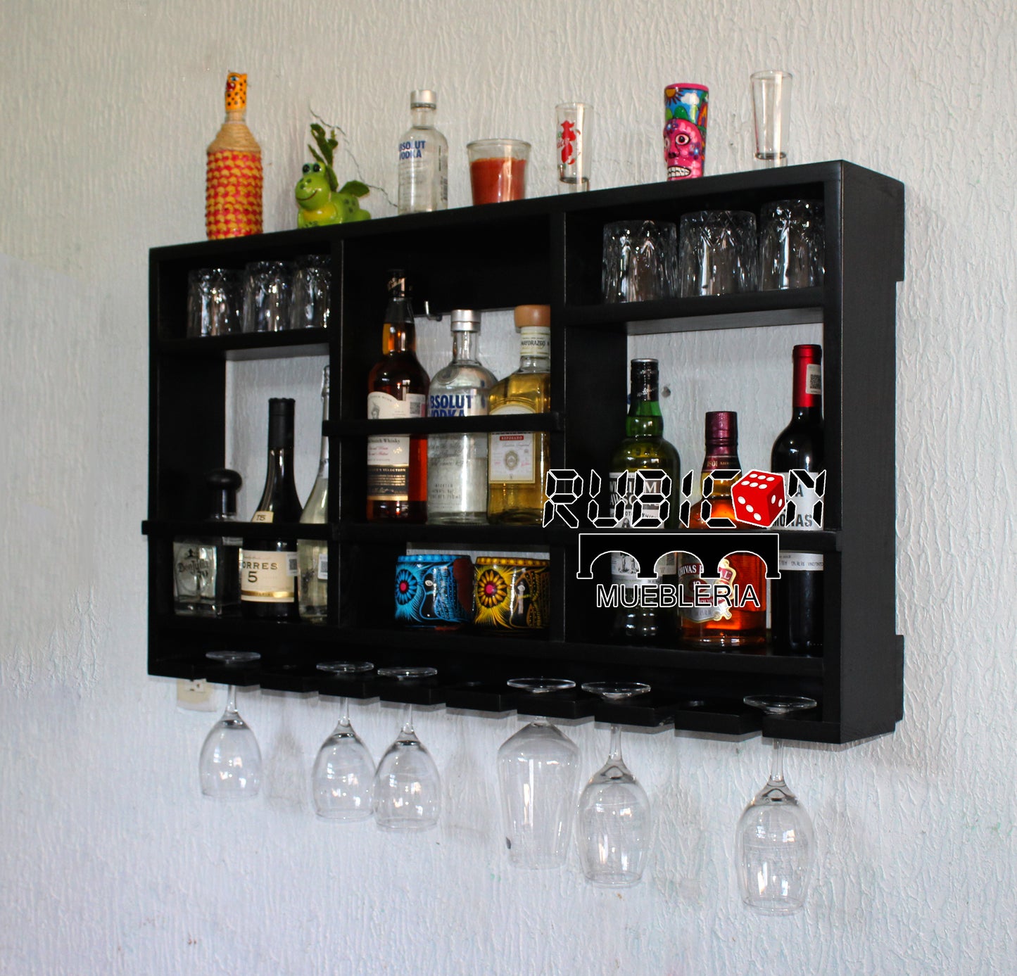 Cantina de madera cava porta botellas soporte copas mod. Minos