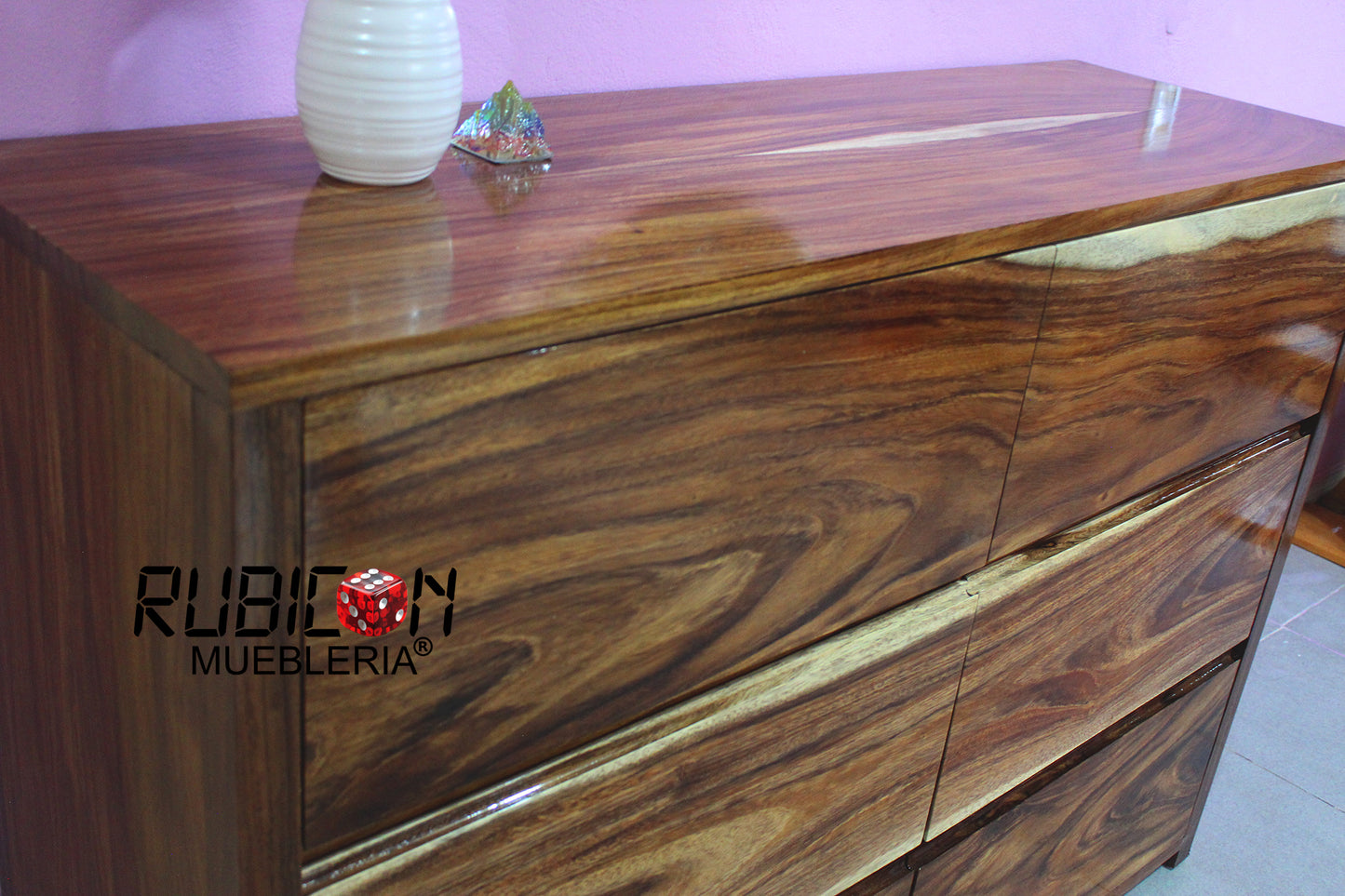 Cómoda de parota natural cajonera estante