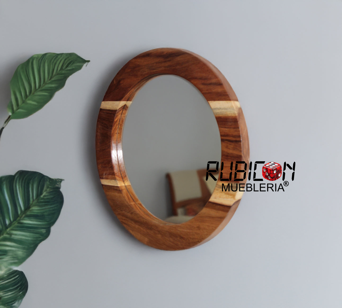 Espejo en madera sólida de parota espejo redondo de decoración