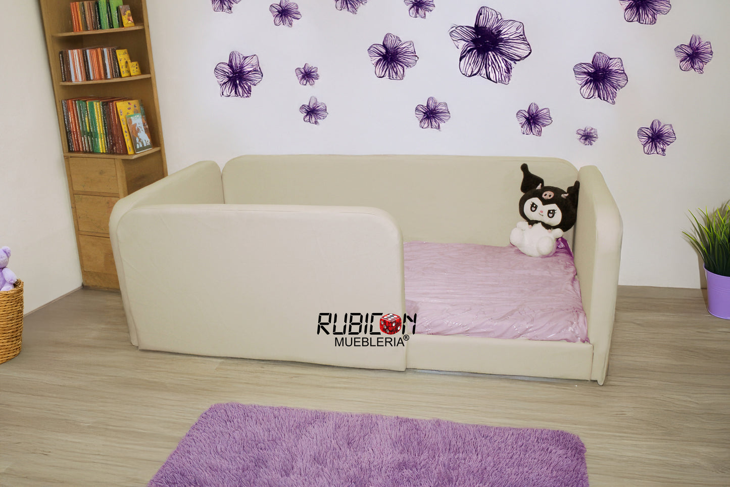 Cama Montessori Recámara Infantil Barandales tapizados