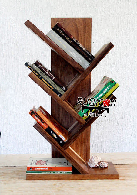 Porta libro de árbol en madera sólida de parota 100% librero