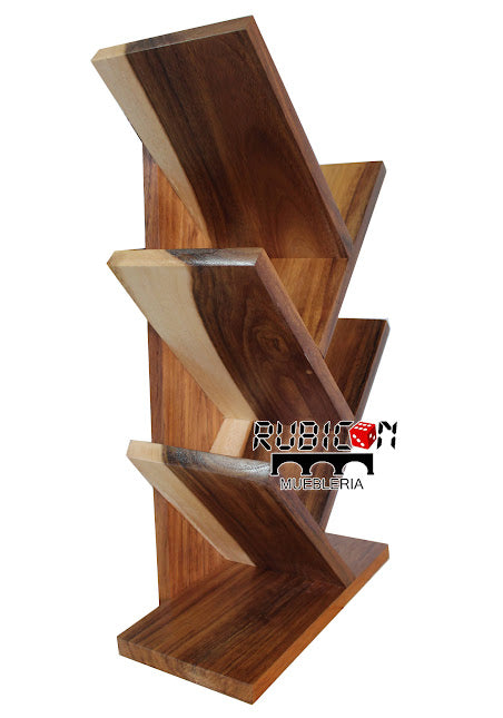 Porta libro de árbol en madera sólida de parota 100% librero