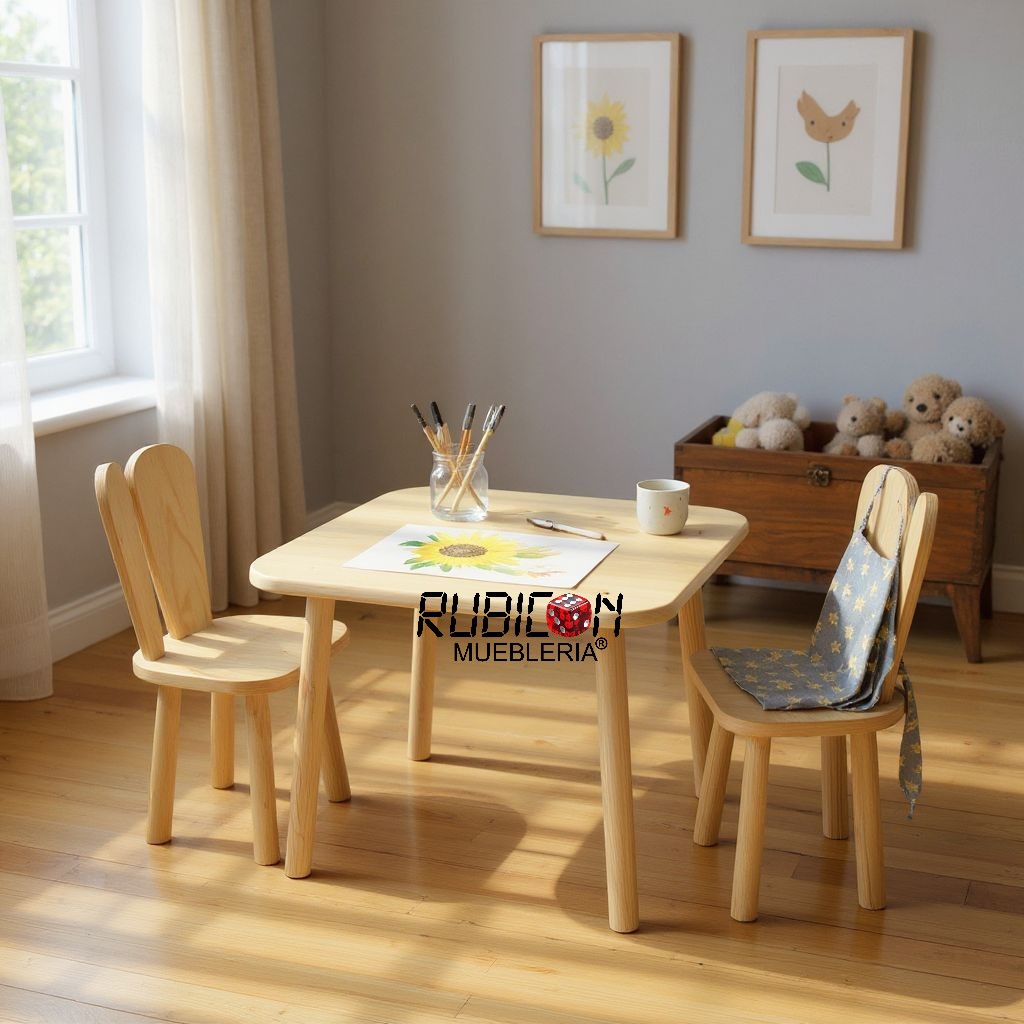 Mesa Infantil Montessori Con 2 Sillas mesita para niños