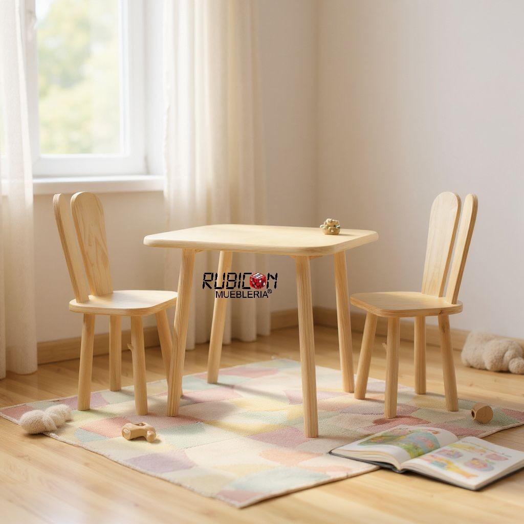 Mesa Infantil Montessori Con 2 Sillas mesita para niños