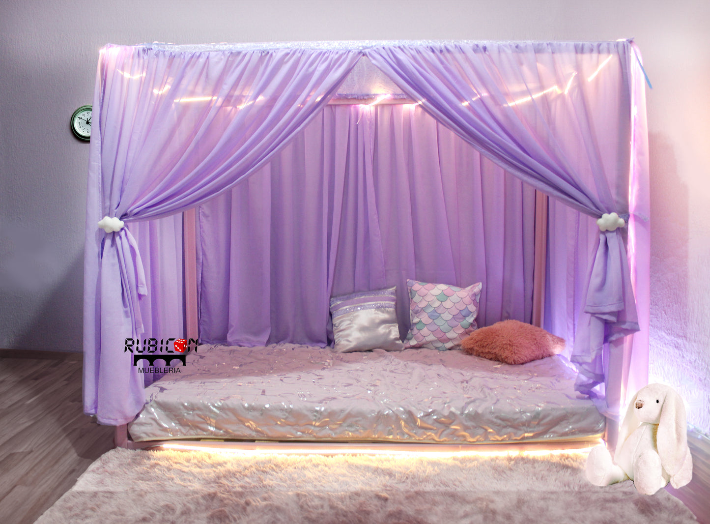 Cama Montessori casita de sueños en madera y pabellón mosquitero +vendido
