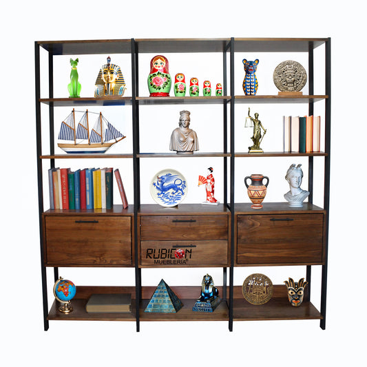 Librero de madera estante mueble industrial de pino