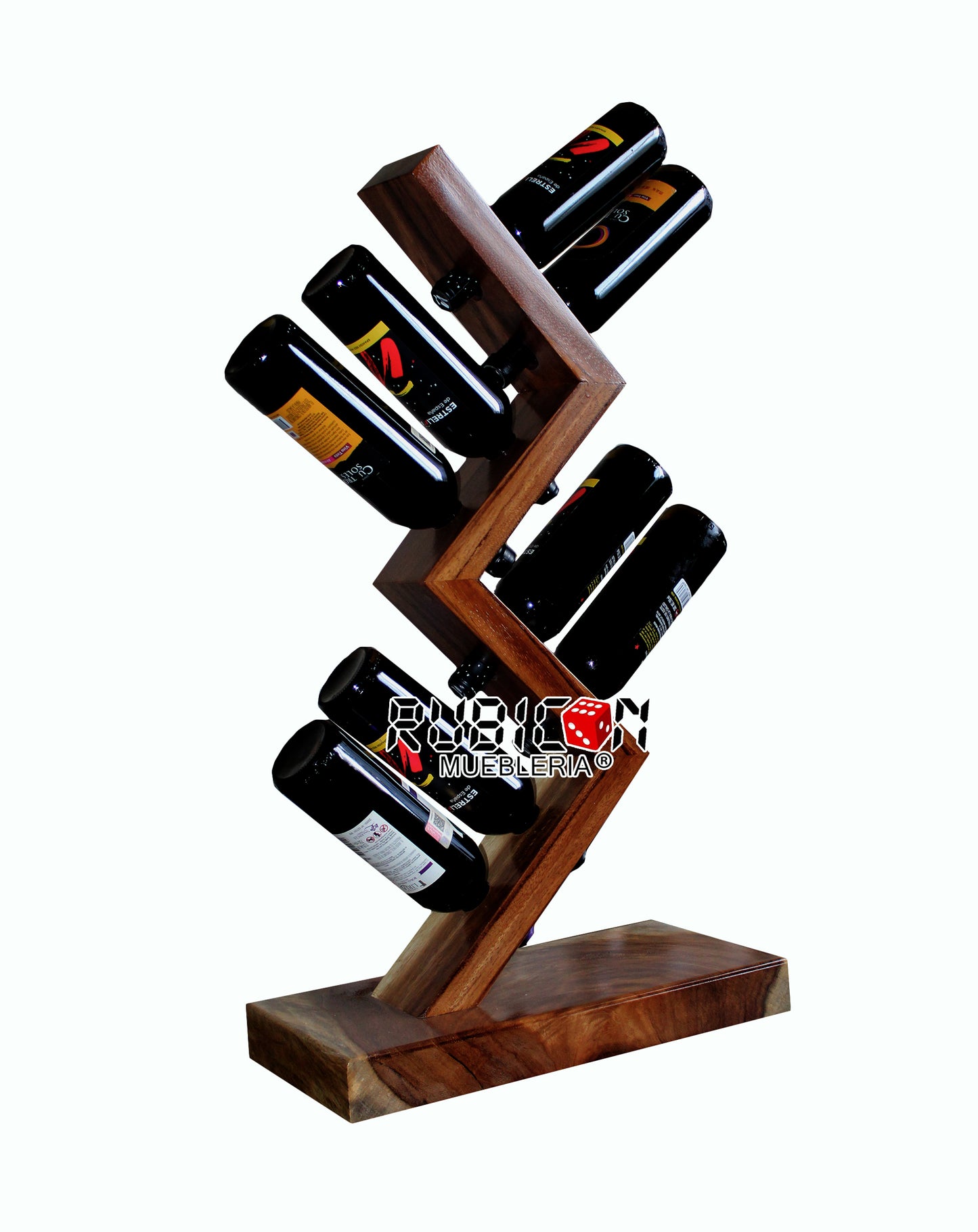 Porta vinos de madera sólida de parota Mod. Zigzag Porta botellas