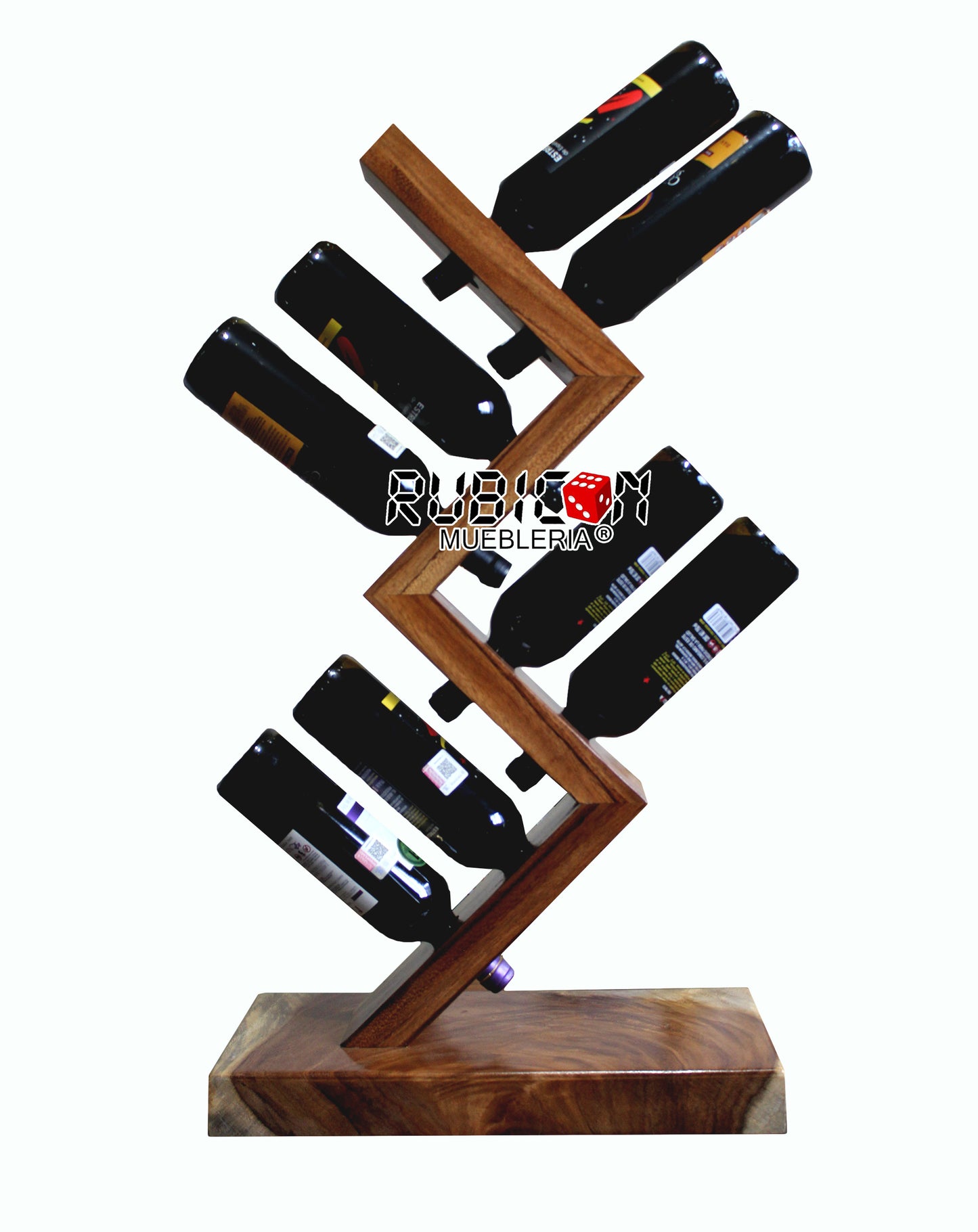 Porta vinos de madera sólida de parota Mod. Zigzag Porta botellas