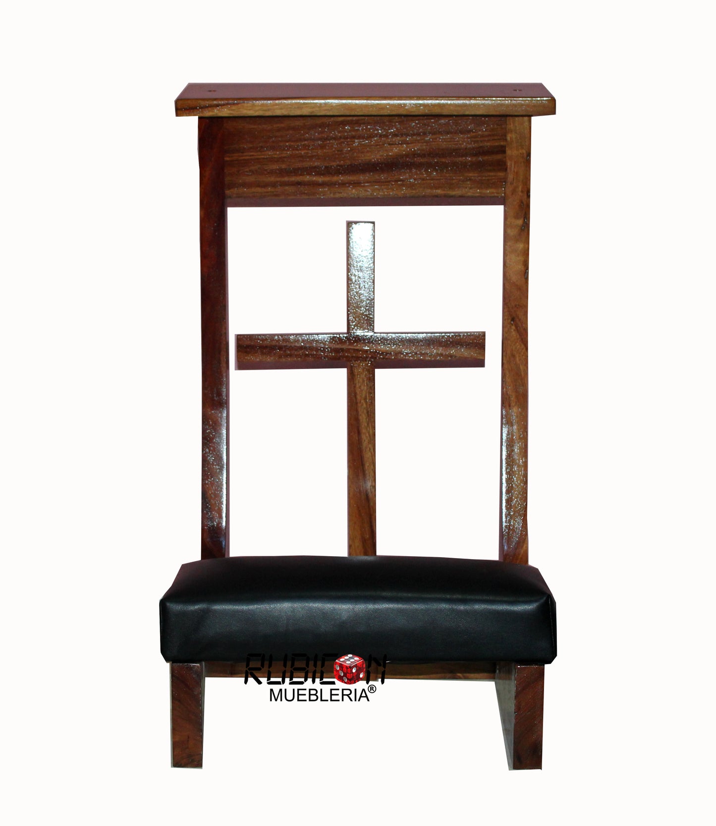 Reclinatorio para orar banco taburete de oración en madera de parota mod. Sinai