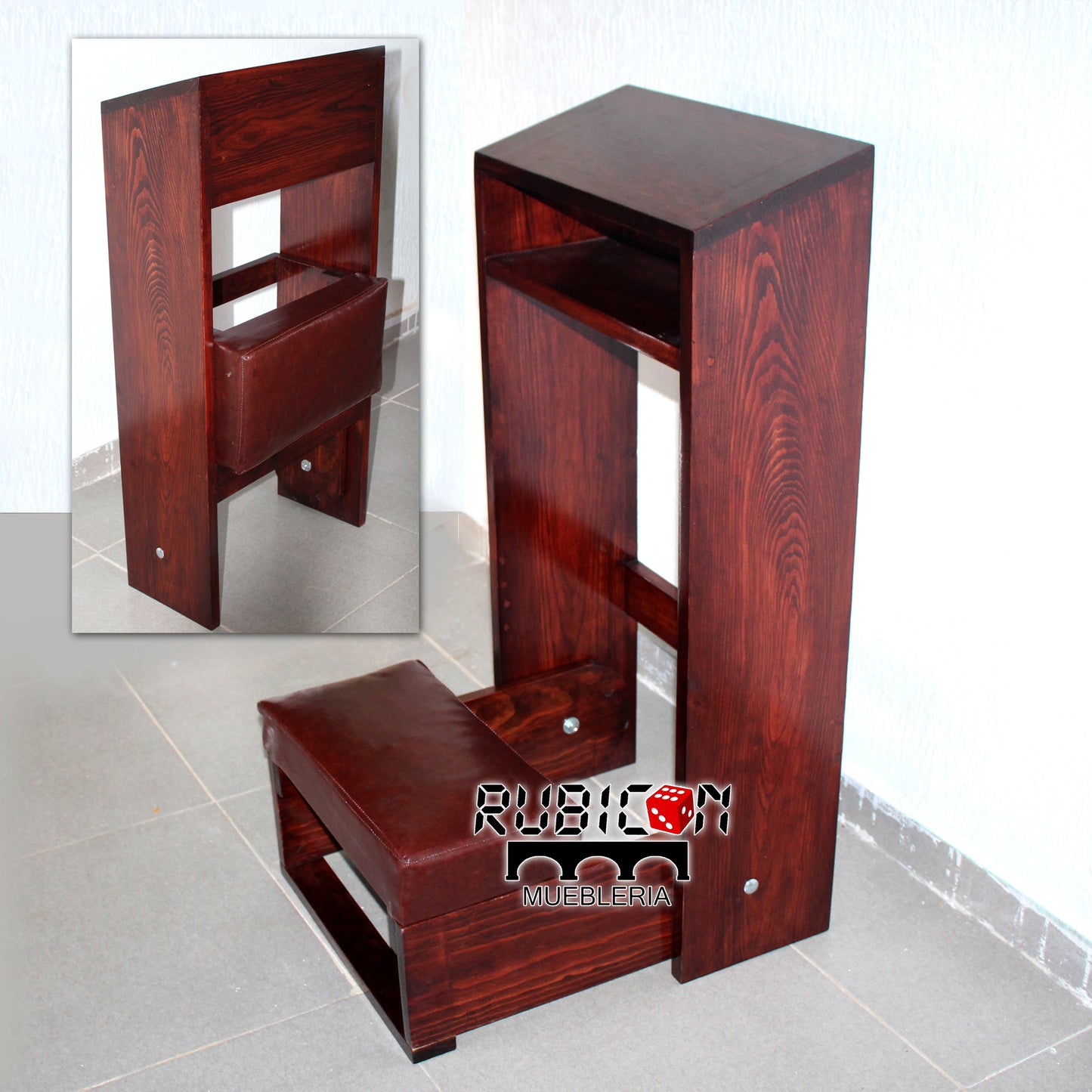 Reclinatorio banco taburete para orar de madera con tapiz