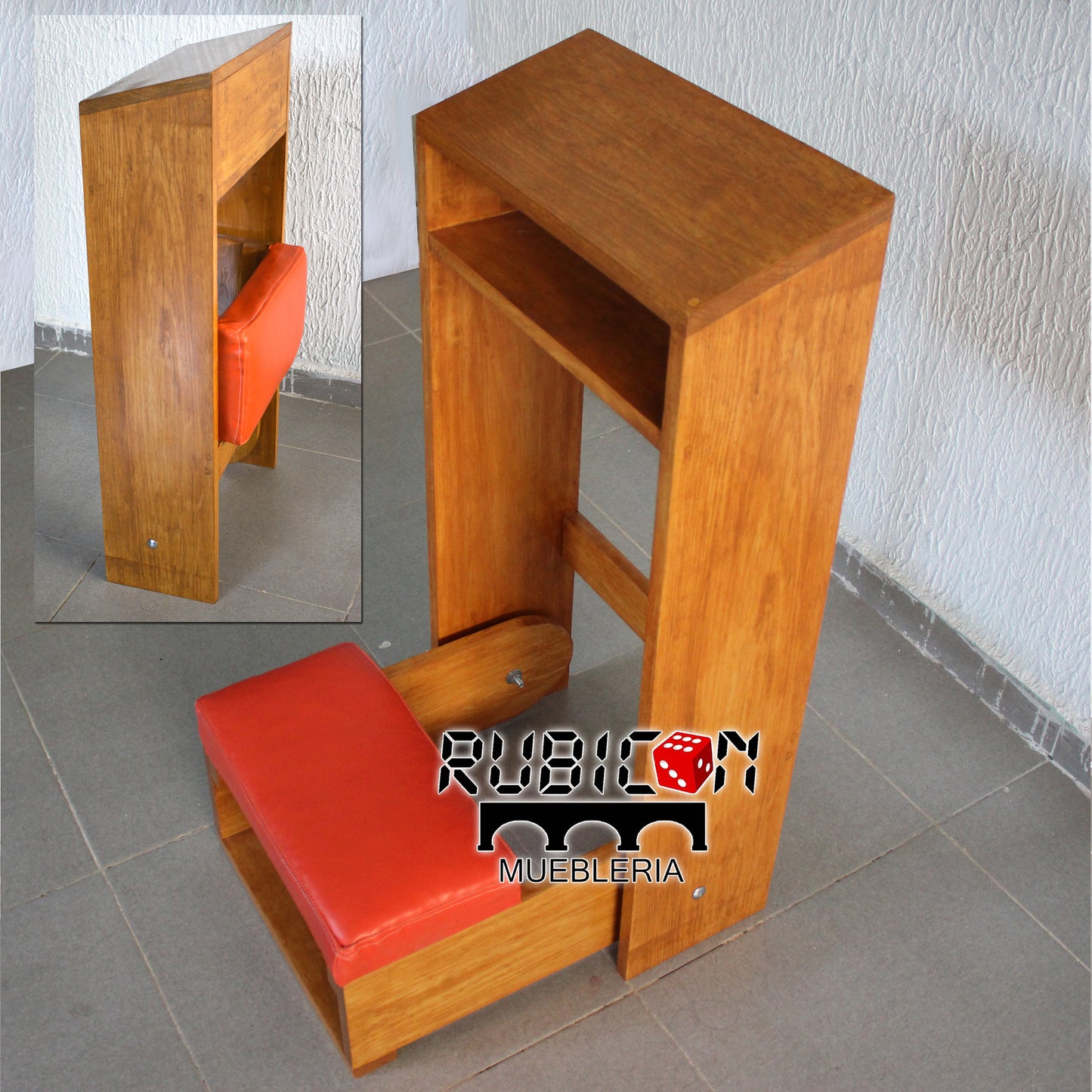 Reclinatorio banco taburete para orar de madera con tapiz