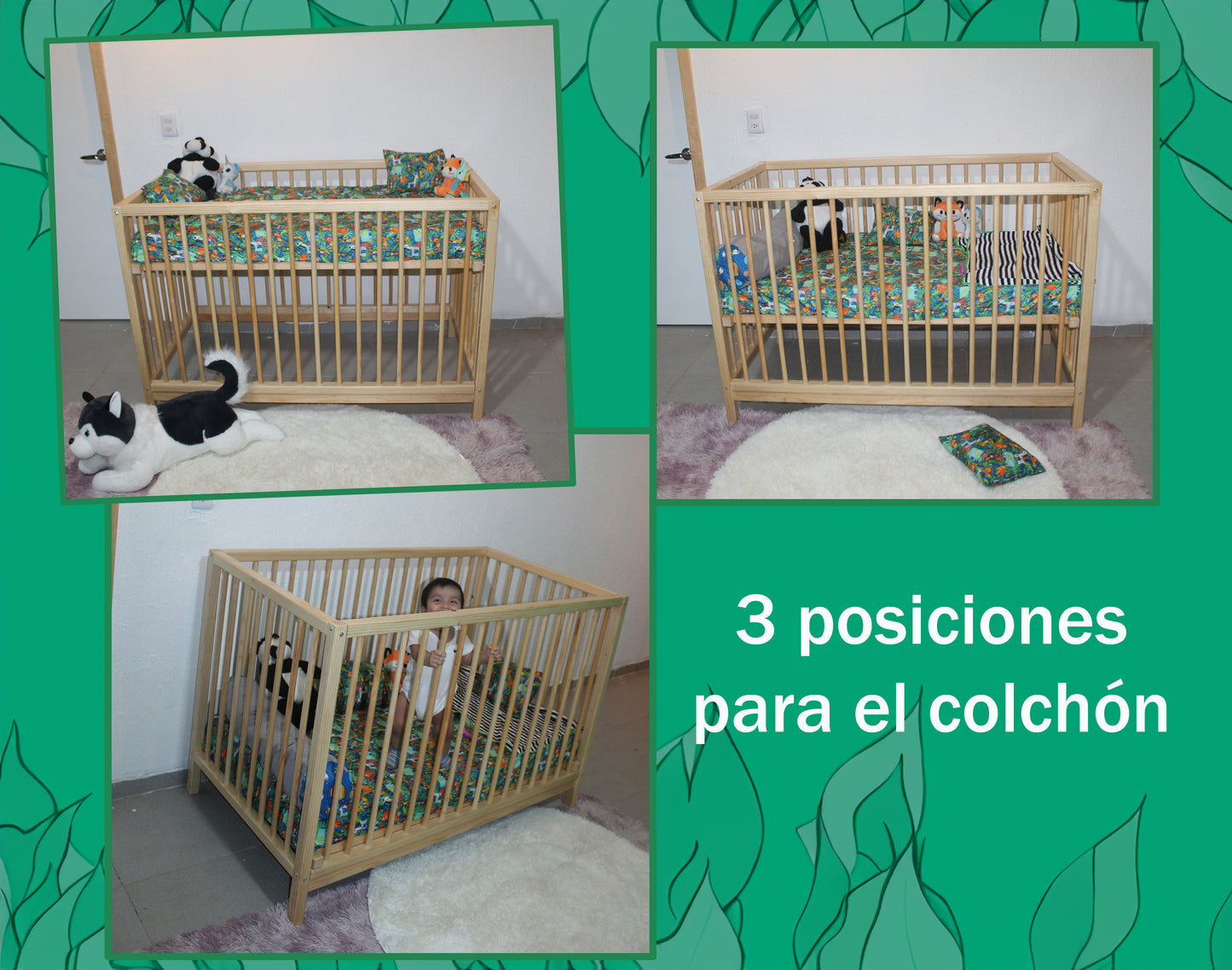 Cuna Montessori Convertible De Madera Cama infantil colecho mod. SAFARI