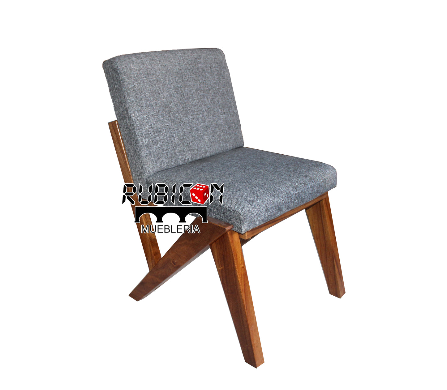 Silla de madera sólida de parota tapizada mod. Sunrise para comedor