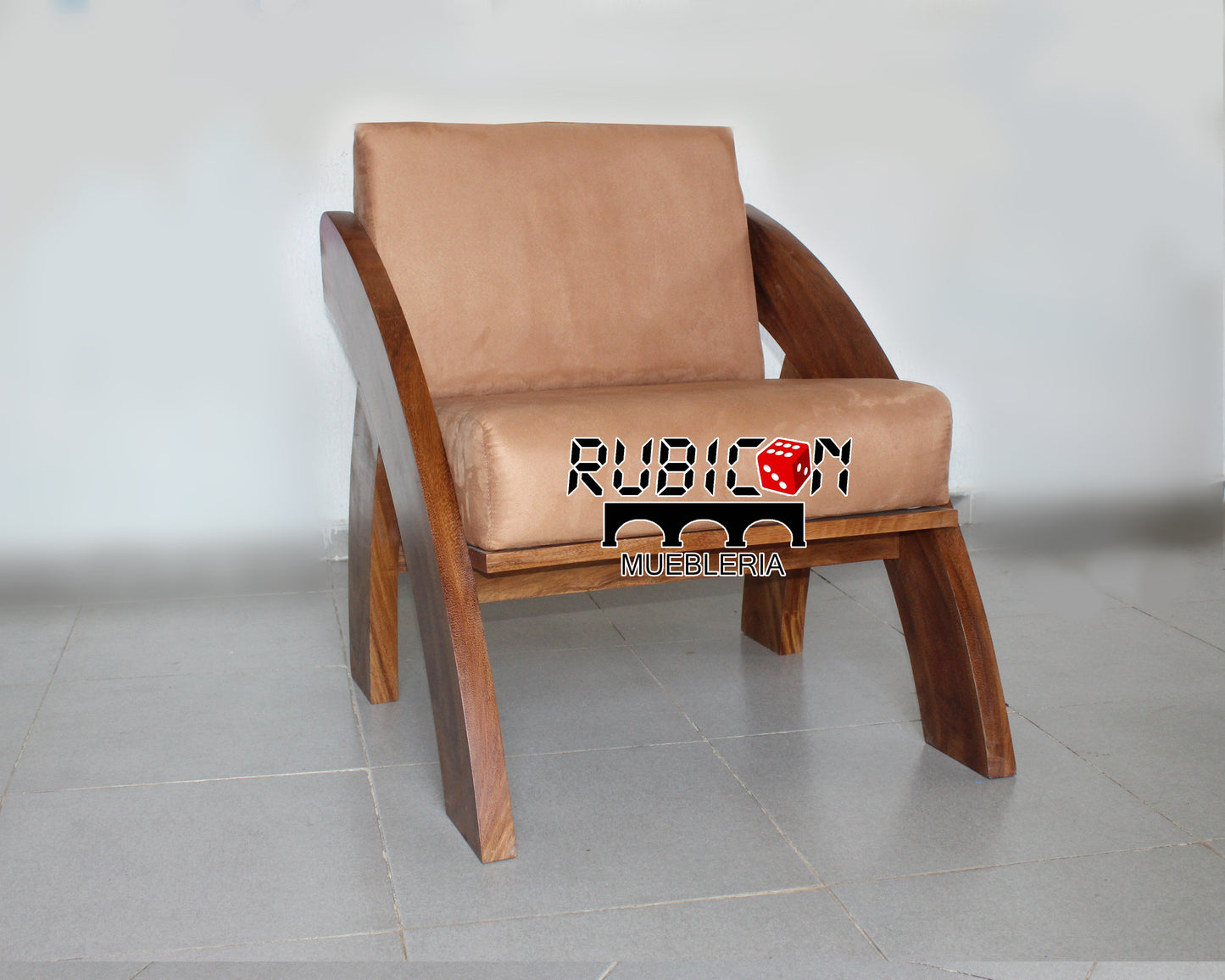 Sillón de madera de parota para sala sofá con cojines mod. Artemis