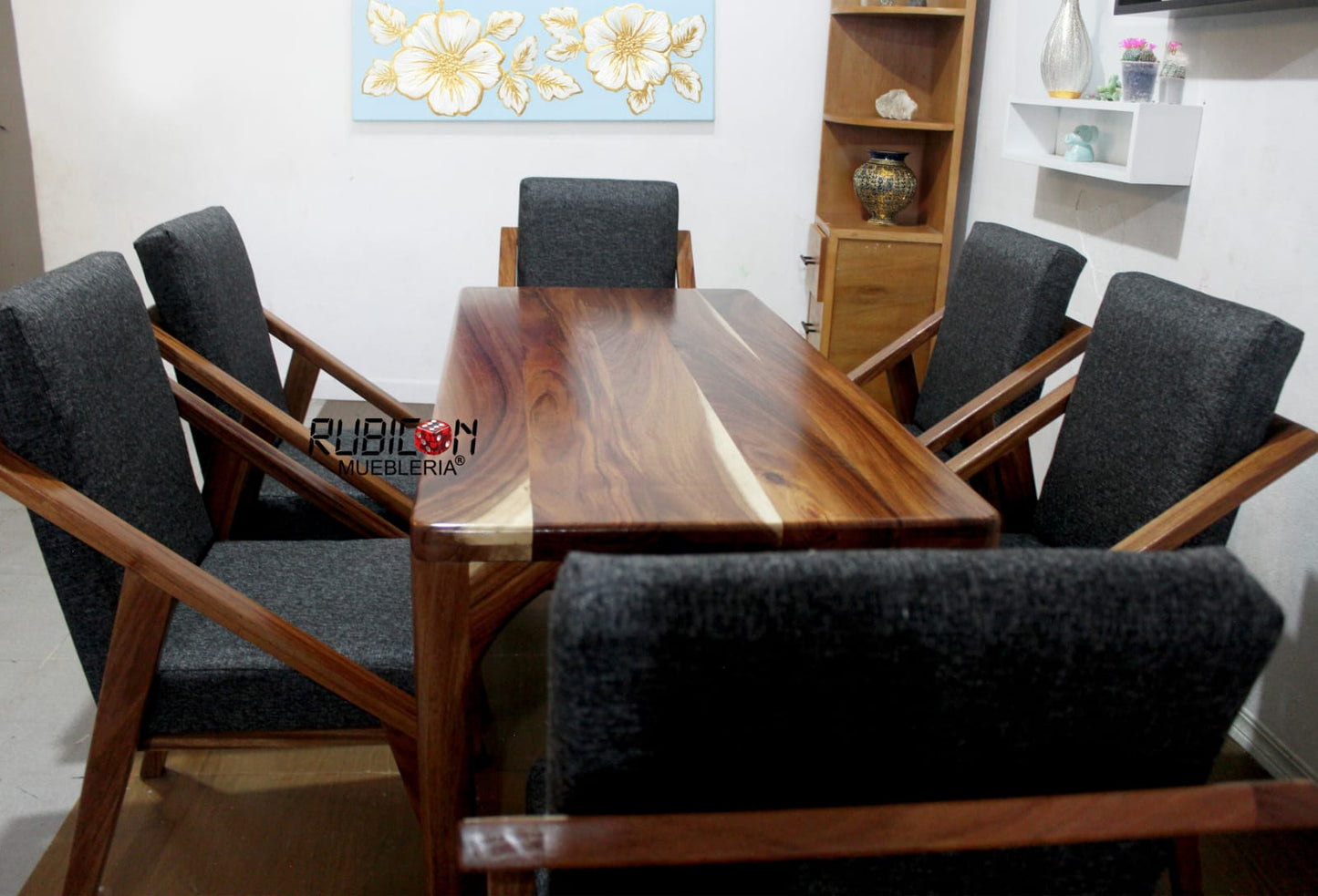 Comedor de madera sólida de parota 1 mesa y 6 sillas