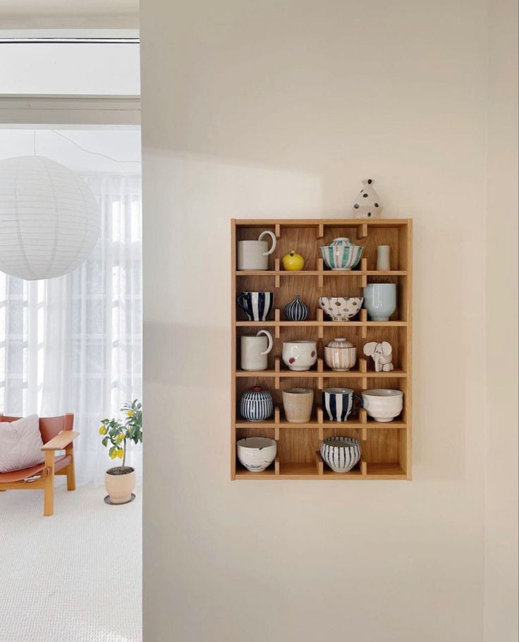 Porta tazas de madera de pino para 20 tazas