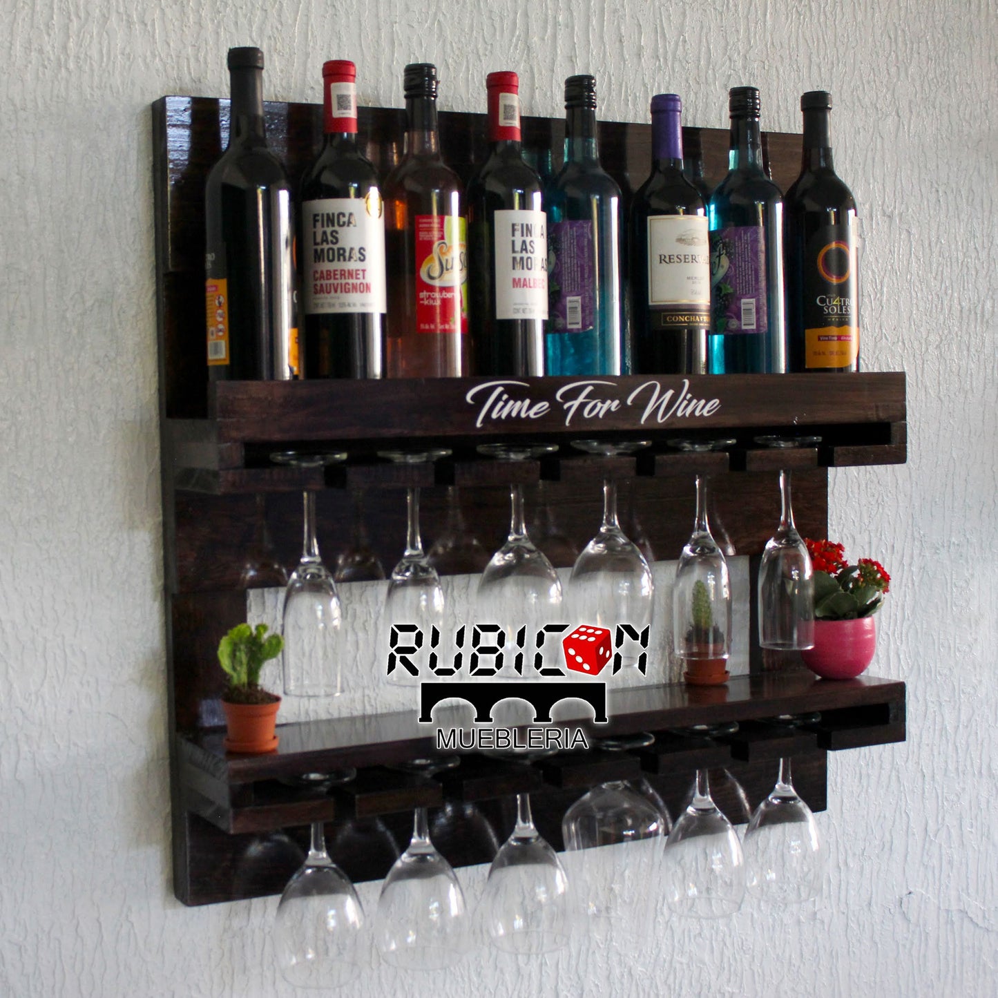 Cava de madera porta vinos flotante cantina mini bar mod. Gengis Khan