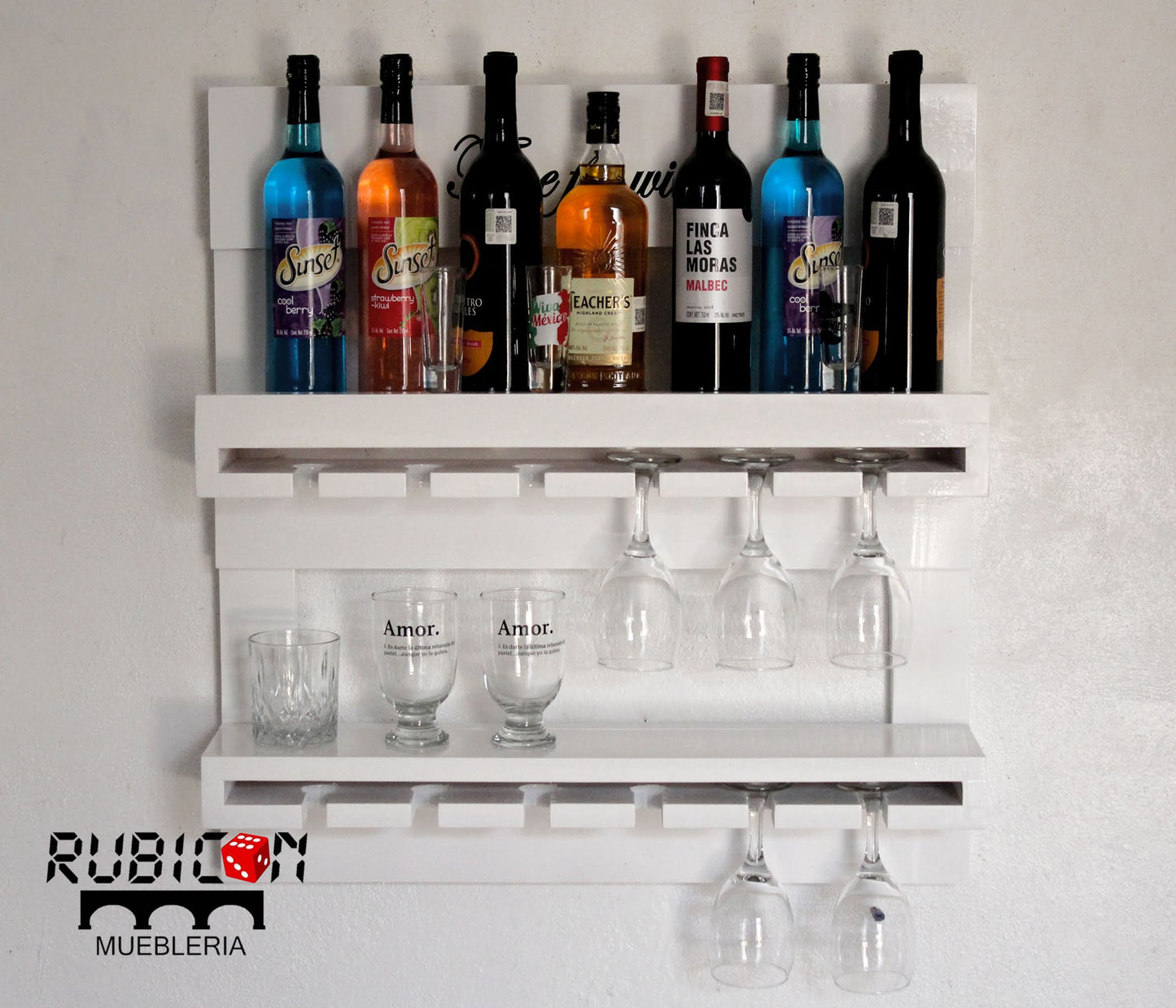 Cava de madera porta vinos flotante cantina mini bar mod. Gengis Khan