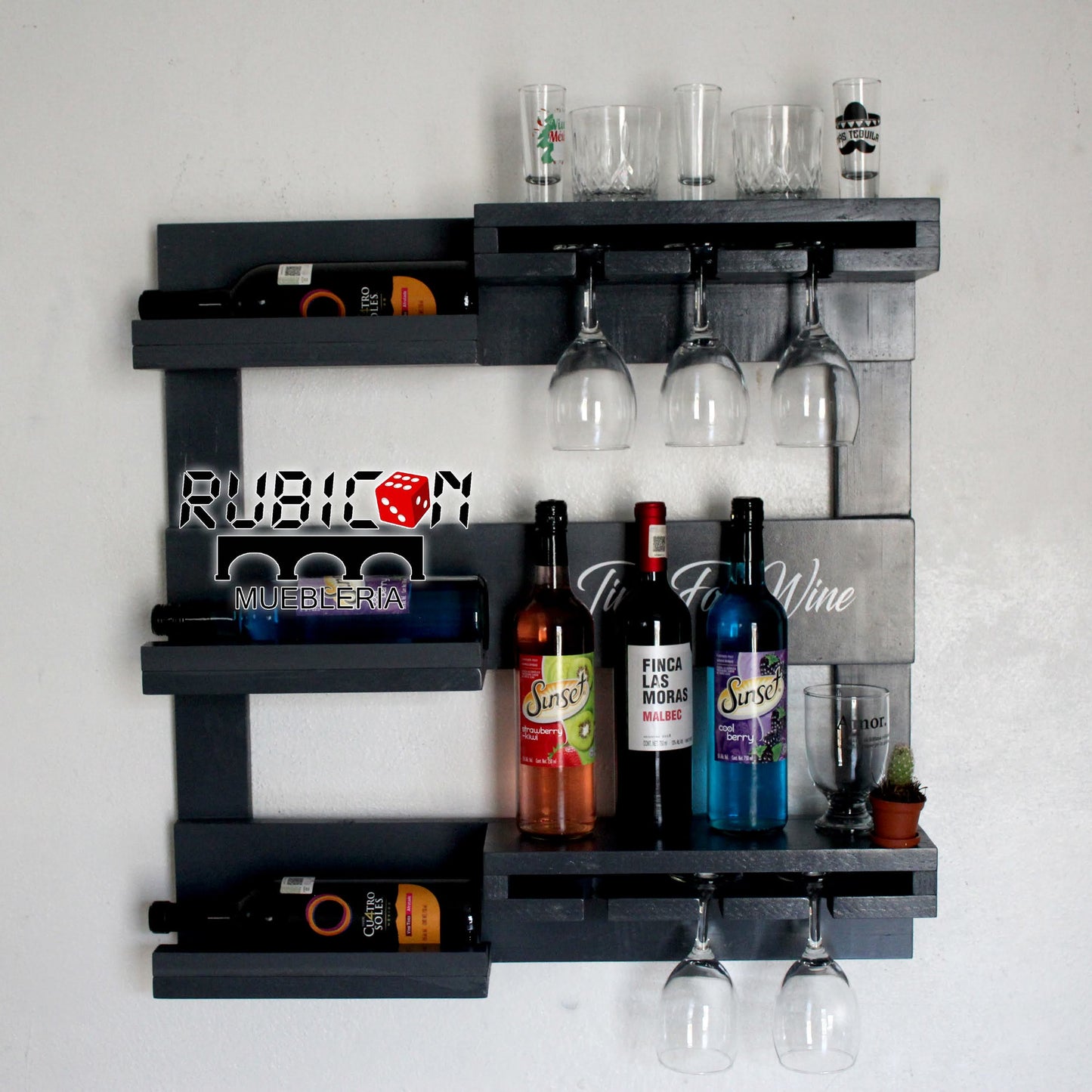Cava de madera porta vinos flotante cantina mini bar mod. Napoleón