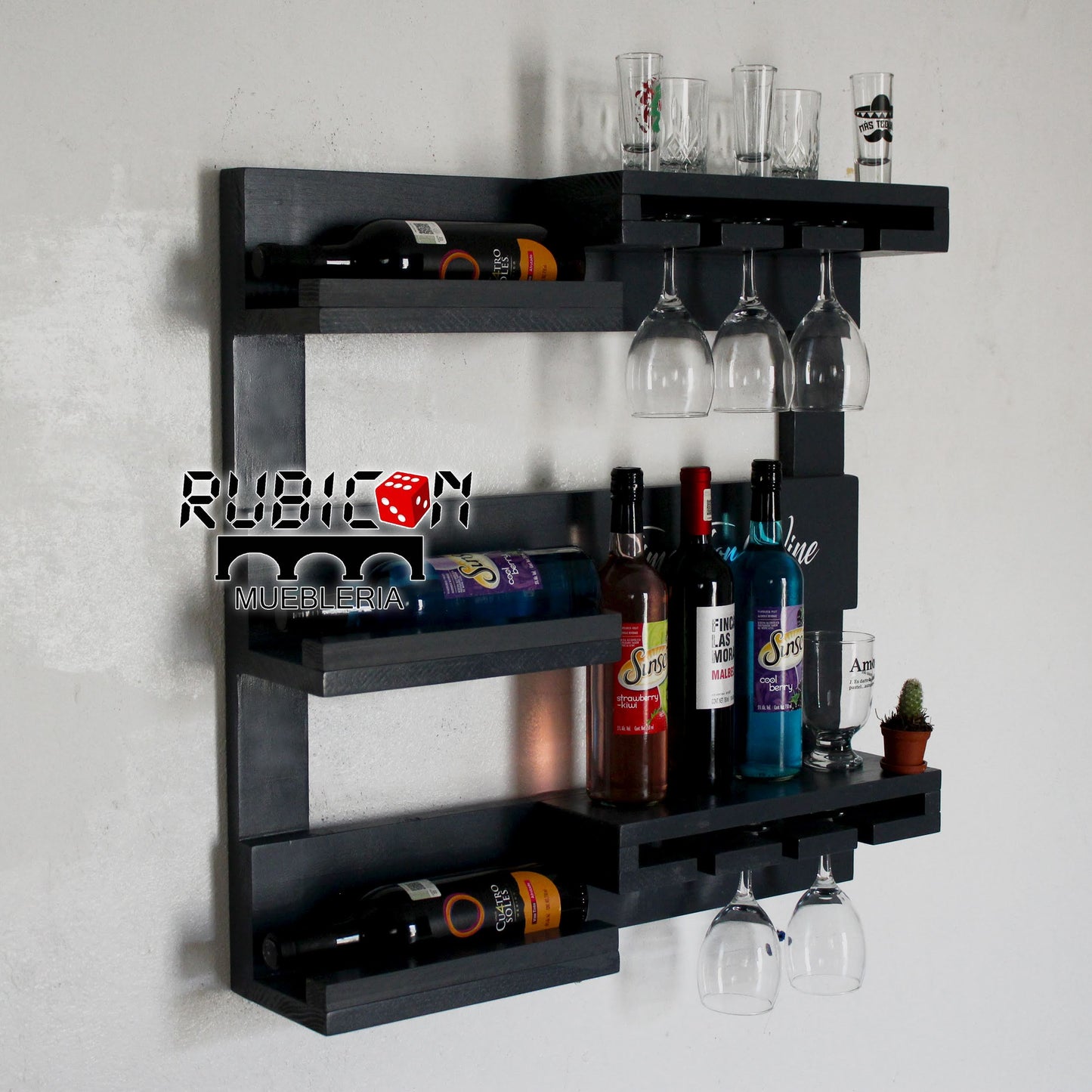 Cava de madera porta vinos flotante cantina mini bar mod. Napoleón