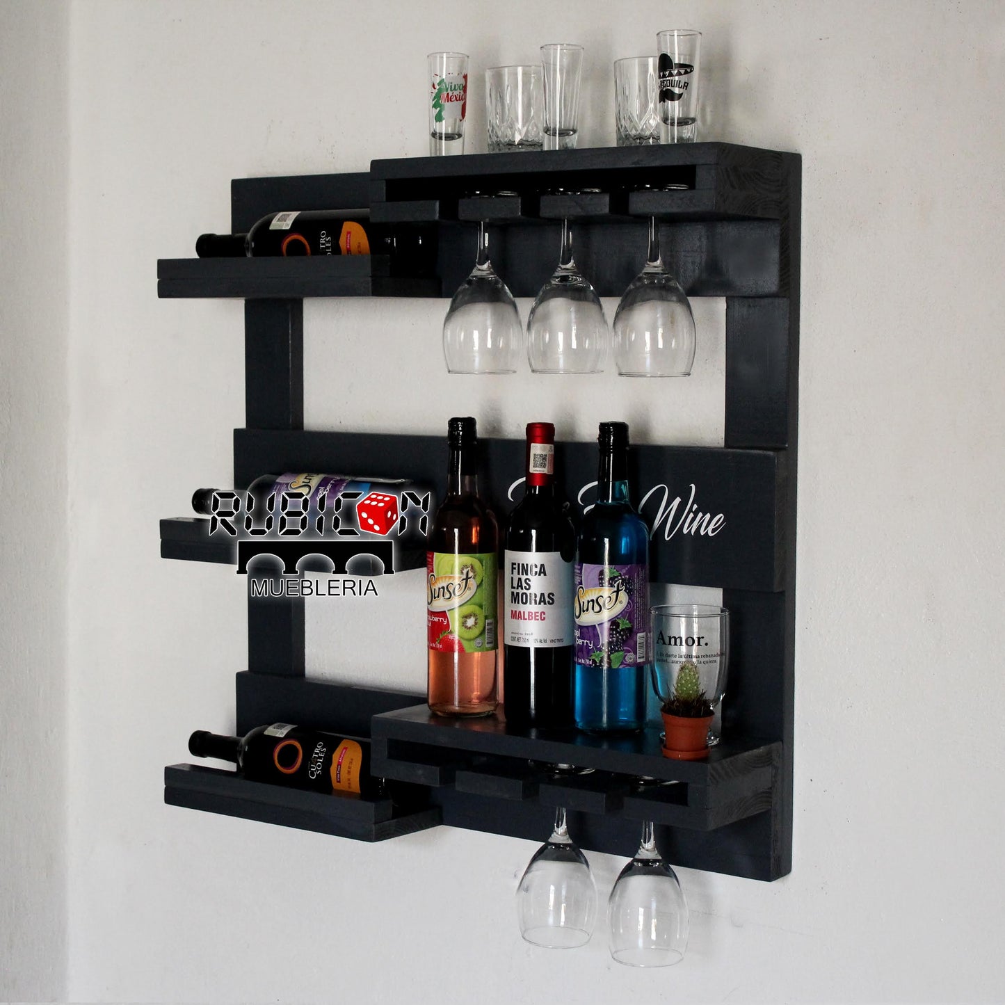 Cava de madera porta vinos flotante cantina mini bar mod. Napoleón
