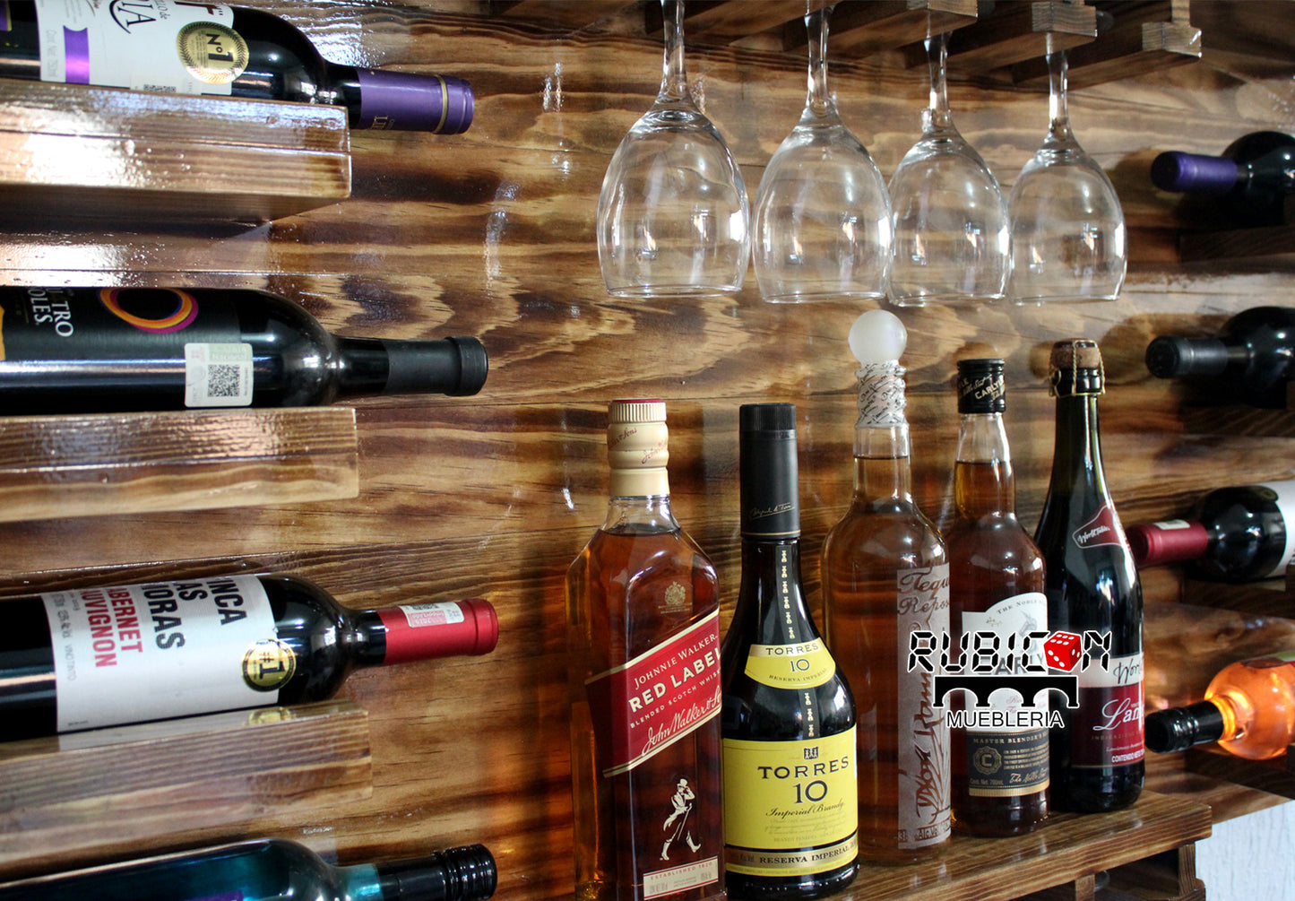 Cantina de madera cava porta botellas soporte de copas mod. SKY DUPLEX