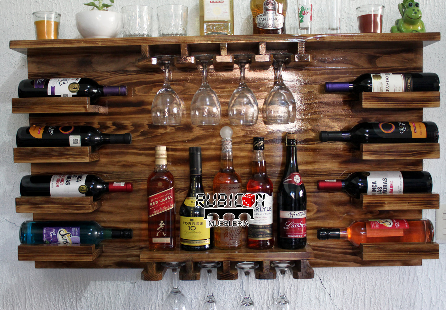 Cantina de madera cava porta botellas soporte de copas mod. SKY DUPLEX