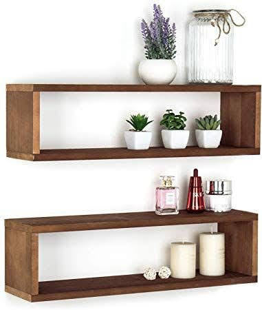 Repisas de madera flotantes estantes 2 piezas