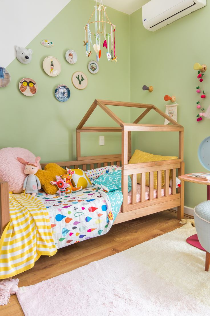 Cama Montessori Infantil De Madera Sólida de pino recamara niños