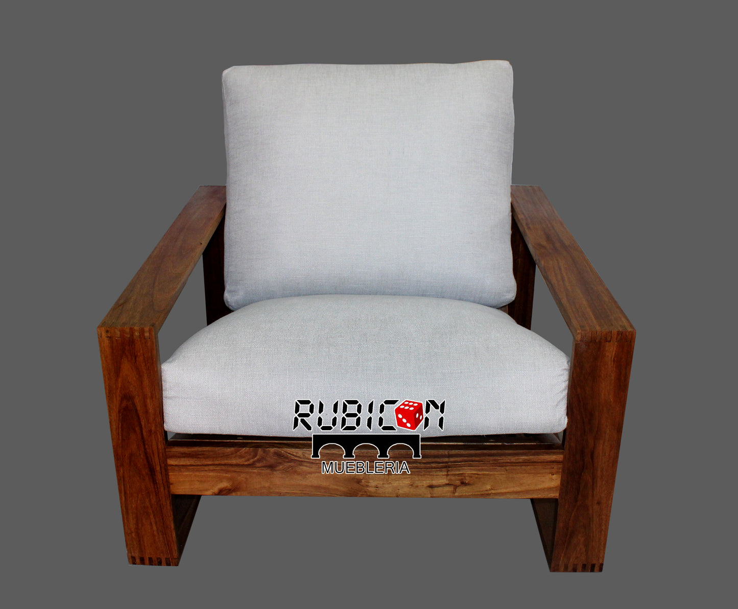 Sillón de madera de parota para sala sofá con cojines mod. Mirín