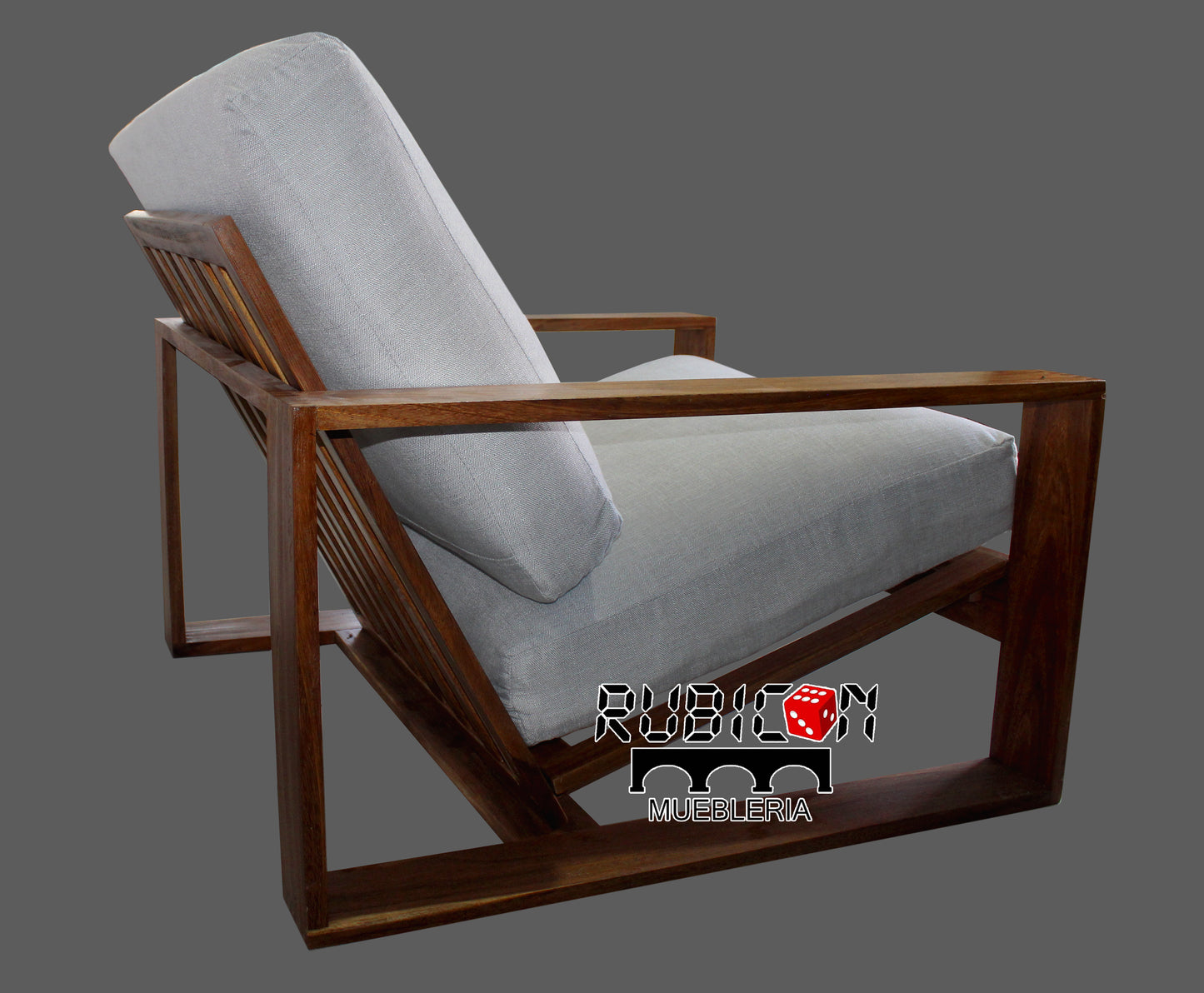 Sillón de madera de parota para sala sofá con cojines mod. Mirín