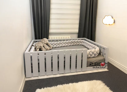 Cama Montessori de madera sólida recámara infantil +vendida