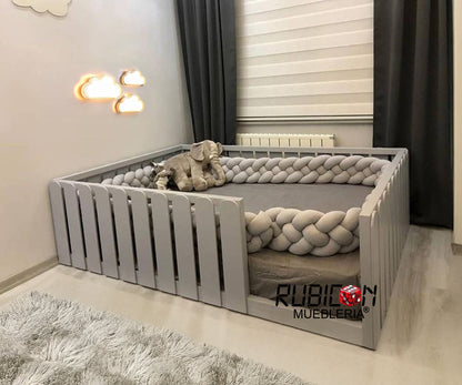Cama Montessori de madera sólida recámara infantil +vendida