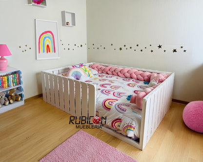 Cama Montessori de madera sólida recámara infantil +vendida
