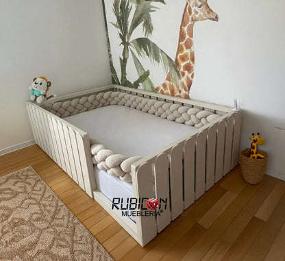 Cama Montessori de madera sólida recámara infantil +vendida