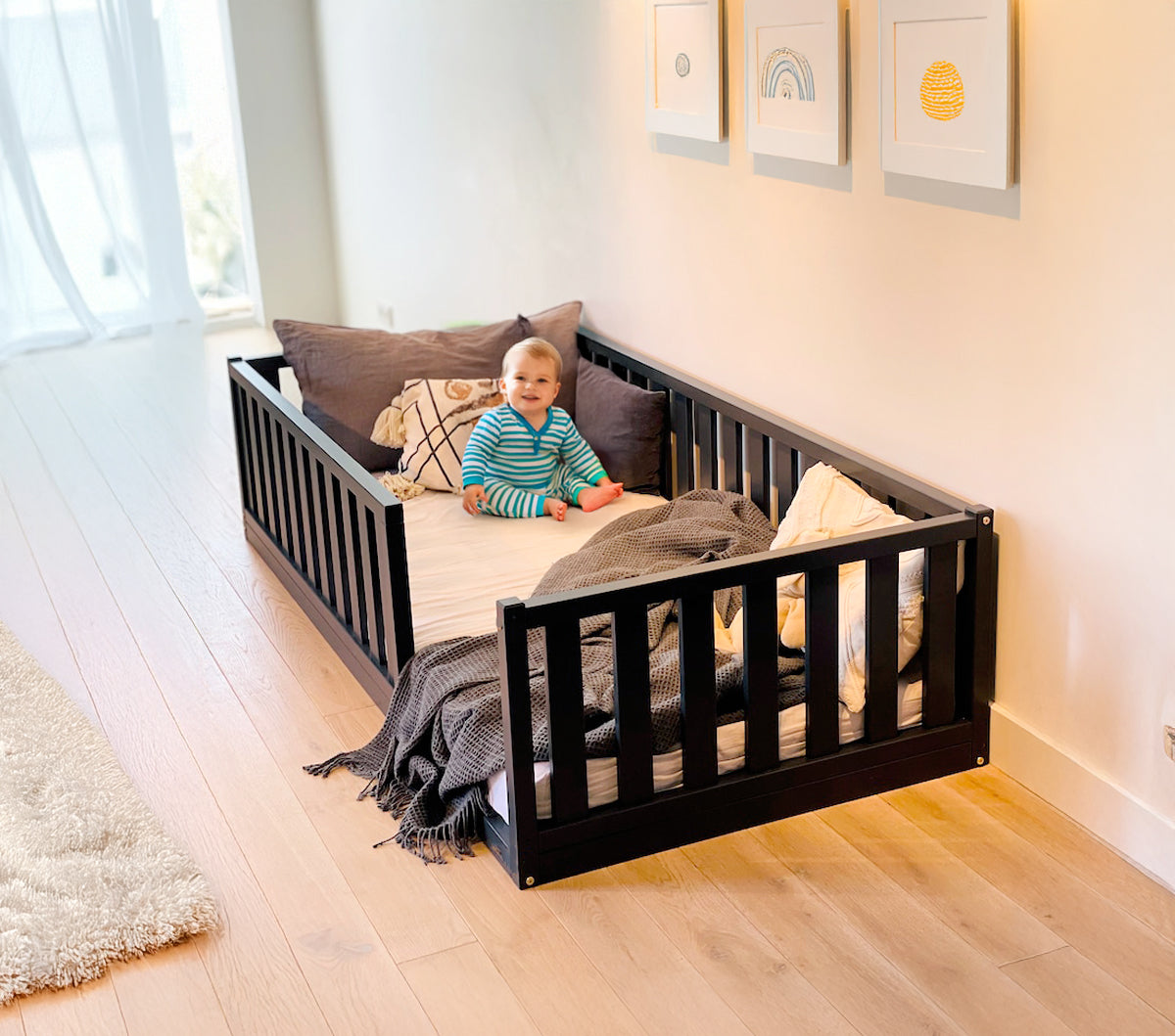 Cama Montessori de madera recámara infantil cuna mod. Argentina 15% Off